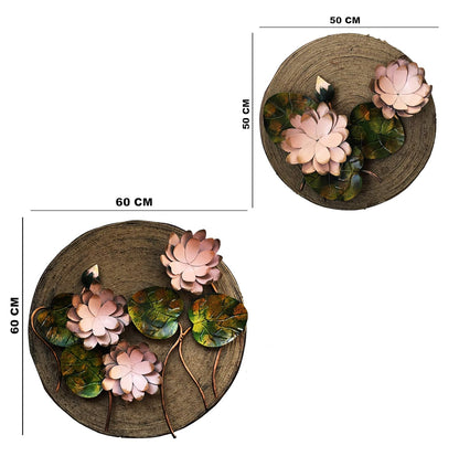 3D Lotus Flower Metal Hanging Metal Wall Art - Set of 2