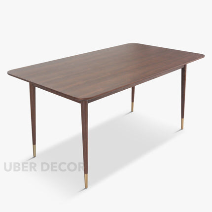 Nerik Dining Table Rectangular Slab Design Mid Century Modern American Inspired Solid Wood Legs Natural Finish Dining Furniture for Dining Room