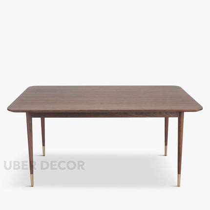 Nerik Dining Table Rectangular Slab Design Mid Century Modern American Inspired Solid Wood Legs Natural Finish Dining Furniture for Dining Room