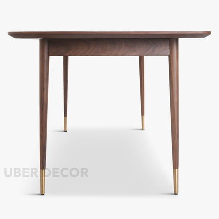 Nerik Dining Table Rectangular Slab Design Mid Century Modern American Inspired Solid Wood Legs Natural Finish Dining Furniture for Dining Room