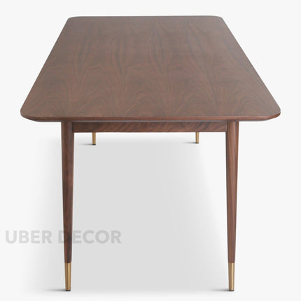 Nerik Dining Table Rectangular Slab Design Mid Century Modern American Inspired Solid Wood Legs Natural Finish Dining Furniture for Dining Room