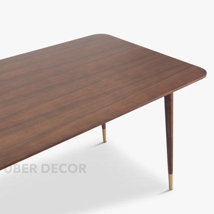 Nerik Dining Table Rectangular Slab Design Mid Century Modern American Inspired Solid Wood Legs Natural Finish Dining Furniture for Dining Room