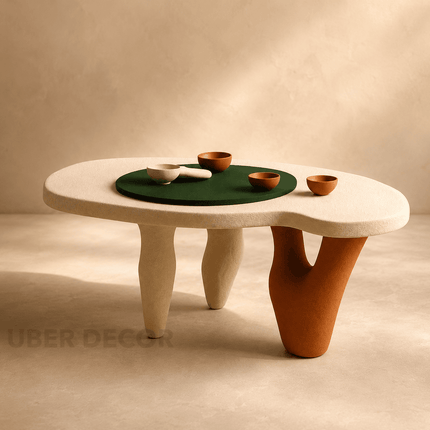 Donets Wabi-Sabi Modern Japandi Coffee Table – Sculptural Organic Solid Wood Center Table for Contemporary Living Rooms