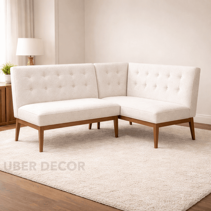 Zen Haven Mid Century Corner Bench Contemporary Customisable Seating for Dining Living Lounge and Hospitality Spaces