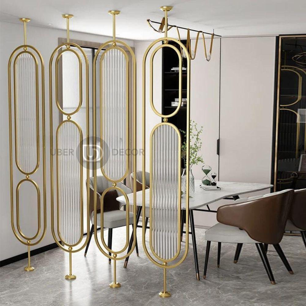 Chic Metal Room Divider Wall Stainless Steel Room Partition Screen - Customizable Metal Room Separator