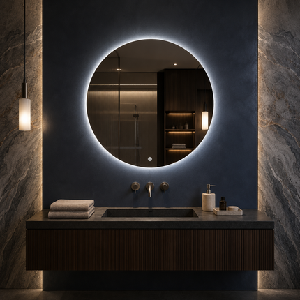 Glowith round led mirror- 3-colour touch button front-lit or backlit frameless bathroom vanity mirror