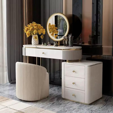 Seraphine Vanity Chair Fabric Foam and Wood Quilted Accent Makeup Stool Modern Luxury Seating for Bedroom and Dressing