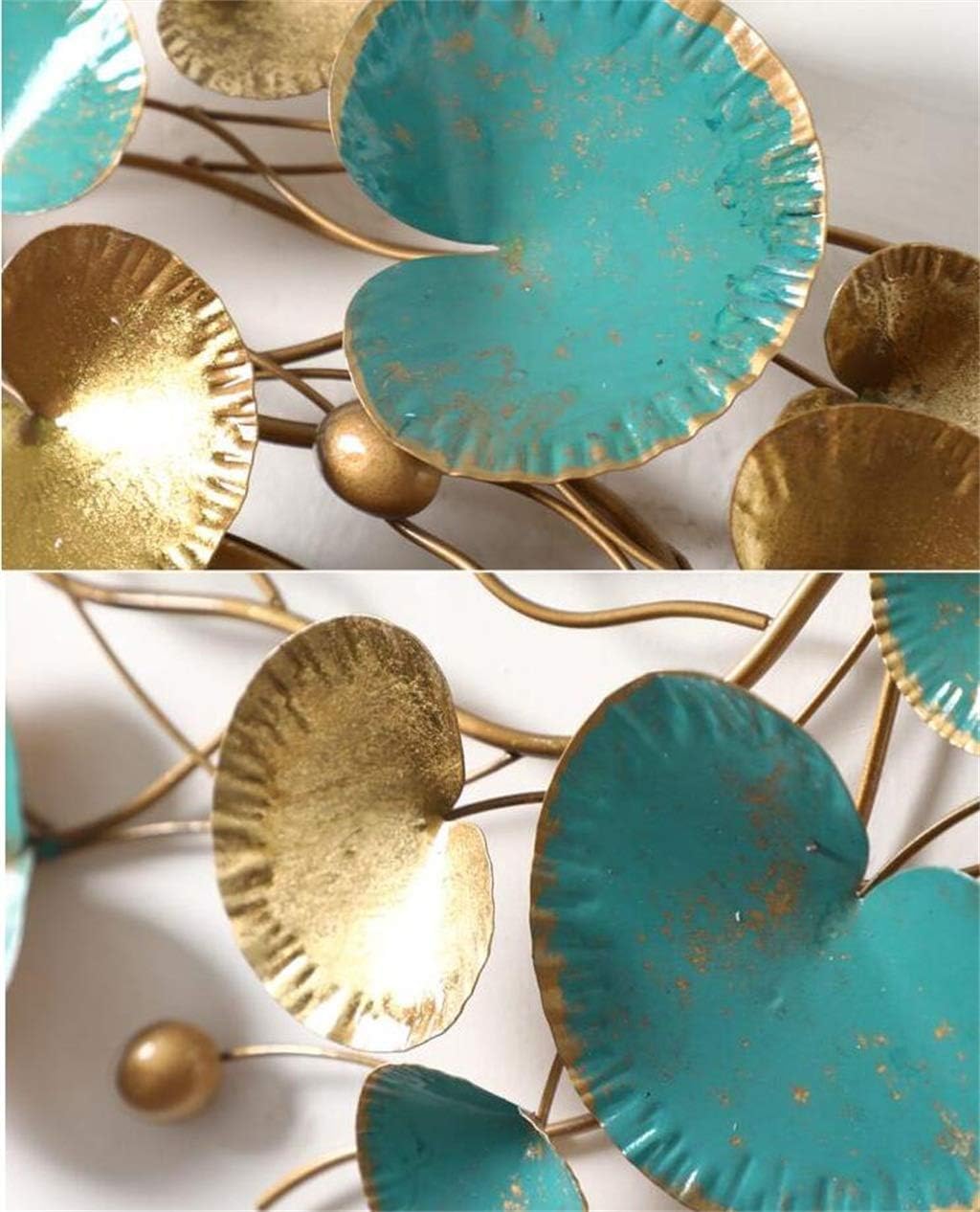 Blue and Golden Floral Vine Mirror Wall Decoration Metal Wall Art