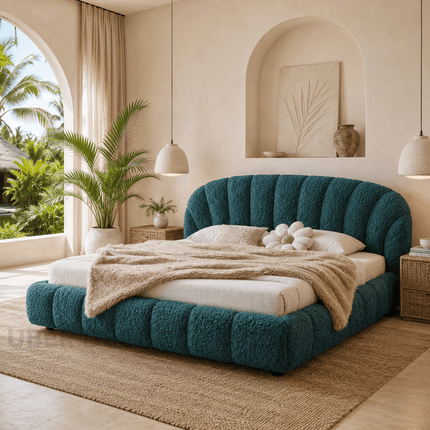 Calm Cove Shell Bed – Sculpted Japandi Platform Bed for Bedroom