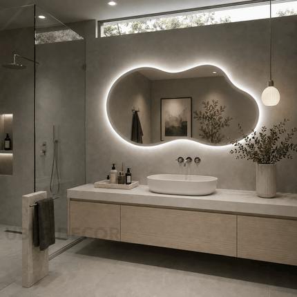 Elodie Cloud-Shaped Frameless Wall Hanging LED Mirror – Front Lit or Back Lit for Vanity & Modern Spaces