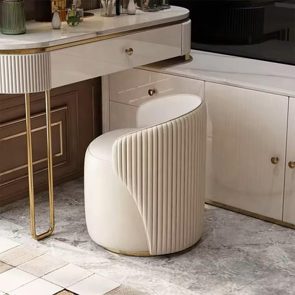 Seraphine Vanity Chair Fabric Foam and Wood Quilted Accent Makeup Stool Modern Luxury Seating for Bedroom and Dressing
