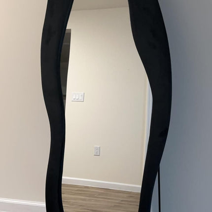 Modern Wavy Edge Full Length Standing Mirror-Large Sized Aesthetic Unique Stylish Mirror for Bedroom