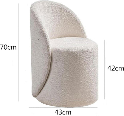 RoyalTwirl Cute White Backrest Pouffe Chair for Bedroom & Makeup