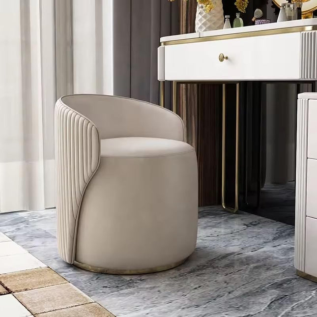 Seraphine Vanity Chair Fabric Foam and Wood Quilted Accent Makeup Stool Modern Luxury Seating for Bedroom and Dressing