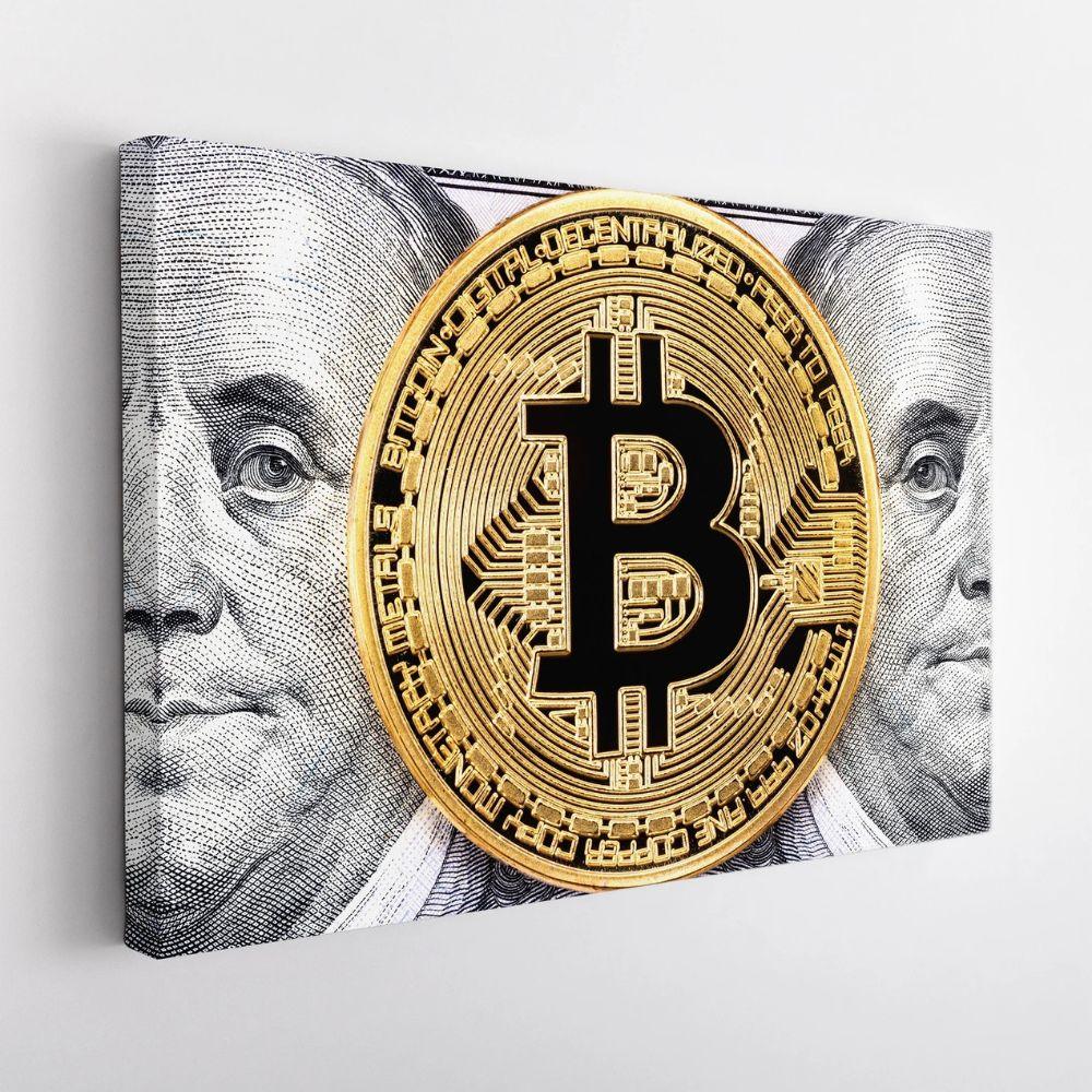 Golden Bitcoin Minimalistic Wall Art