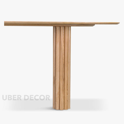 Kavon Oval Dining Table Architectural Column Design Mid Century Modern Scandinavian Inspired Solid Wood Legs Natural Finish Dining Furniture for Dining Room