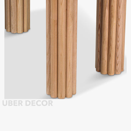 Kavon Oval Dining Table Architectural Column Design Mid Century Modern Scandinavian Inspired Solid Wood Legs Natural Finish Dining Furniture for Dining Room