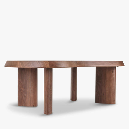 Mali river inspired sculptural coffee table with solid wood craftsmanship mid century modern design for family lounge and formal sitting area