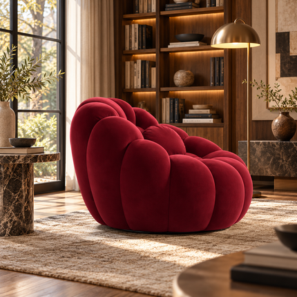 Bubble Lounge Chair Ready to Ship Maroon Suede Velvet Modern Designer Accent Chair for - product image 2
