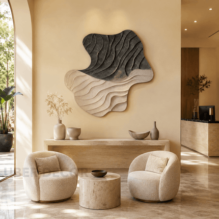 Flowing Terrain Japandi Wall Art – Organic Wave Relief Sculpture for Living Room, Entryway & Modern Interiors