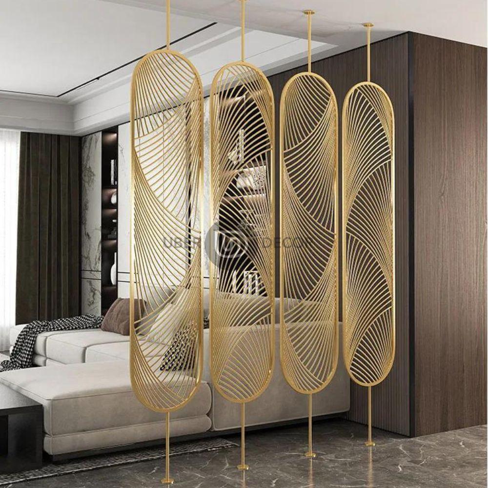 Sleek Metal Room Divider Wall Stainless Steel Room Partition Screen - Customizable Metal Room Separator