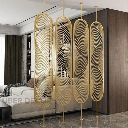 ORIEL Stainless Steel Decorative Room Divider With Curved Linear Pattern For Living Room Foyer Lounge And Statement Interior Spaces