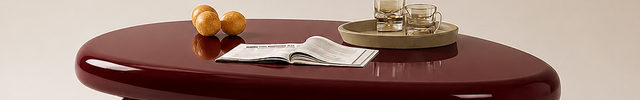 Rhine Lucido Coffee Table – Ready to Ship Burgundy High Gloss Postmodern Center Table