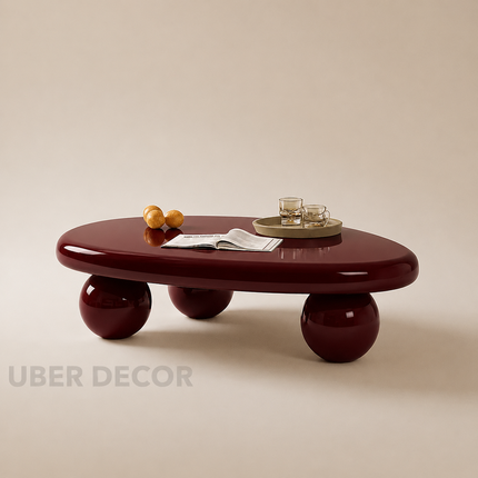 Rhine Lucido Coffee Table – Ready to Ship Burgundy High Gloss Postmodern Center Table