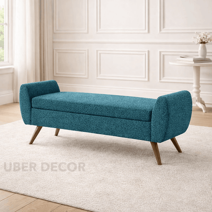 Amsi Mid-Century Modern Flip Top Storage Bench – Japandi-Inspired Entryway & Bedroom Organizer