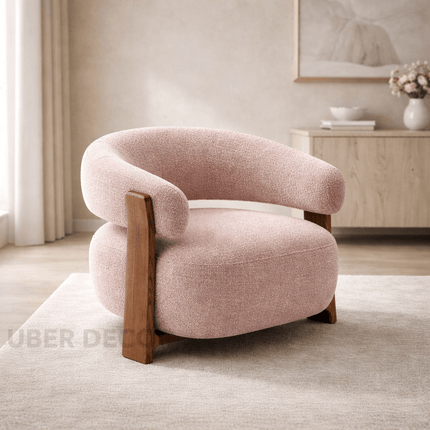 Tranquil Arc Living Room Chair Mid Century Modern American Inspired Solid Wood Frame Fixed Base Contemporary Chair Lounge and Bedroom