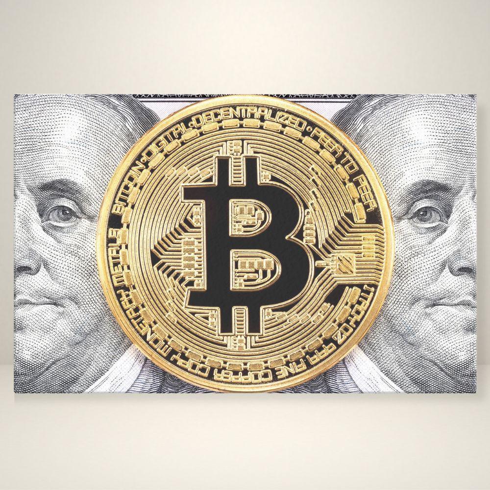 Golden Bitcoin Minimalistic Wall Art