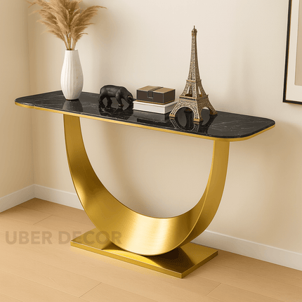 Solstice Arch Hallway Table – Custom Black or White Marble Top with Sculptural Arch Base Mid‑Century Modern Accent
