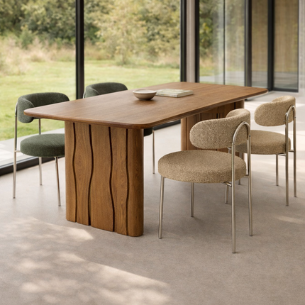 Axton Heritage Dining Table Mid Century Modern Architectural Design Scandinavian Inspired Solid Wood Legs Natural Finish Dining Furniture for Dining Room