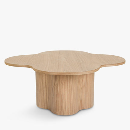 Tumen Organic Sculpted Coffee Table Mid Century Modern Japandi Inspired Solid Wood Center Table With Curved Base For Family Room