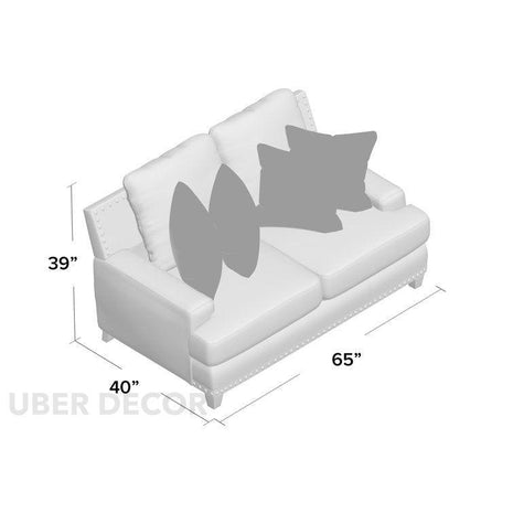 Cannes 65" Upholstered 2‑Seater Loveseat – Classic Accent Sofa for Elegant Living Spaces - Uber Decor