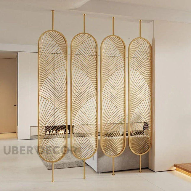 ORIEL Stainless Steel Decorative Room Divider With Curved Linear Pattern For Living Room Foyer Lounge And Statement Interior Spaces