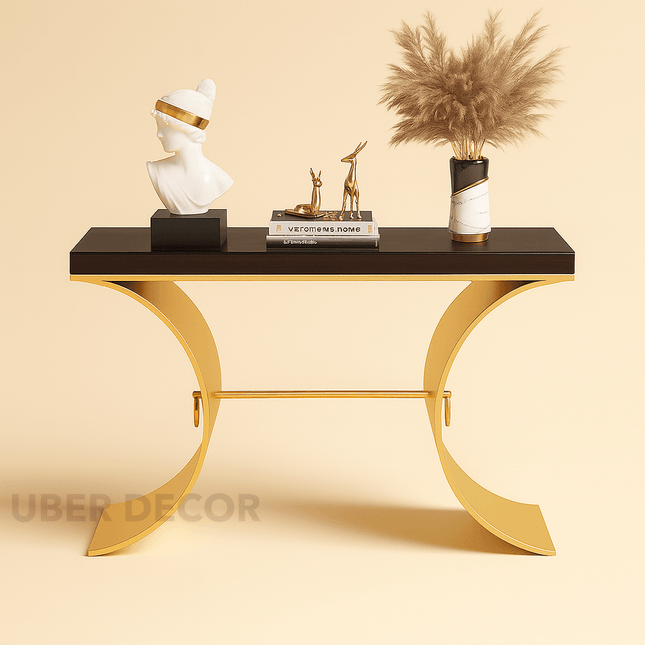Celestique Curve Console Table – Custom Marble Top with Sculptural Crescent Base Mid‑Century Glam Entry Accent