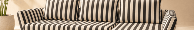 Wellington Modern Sectional Sofa with Chaise Black & White Striped Customizable Couch for Living Room