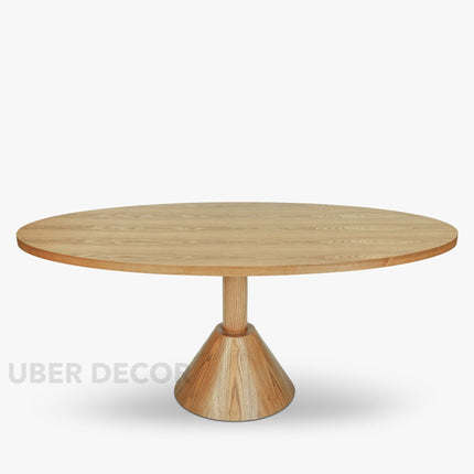 Tavion Round Dining Table Pedestal Base Design Mid Century Modern European Inspired Solid Wood Base Marble Top Dining Furniture for Dining Room