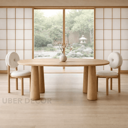 Lynne Haven Oval Dining Table Scandinavian Japandi Design Sculptural Tapered Legs Ideal for Dining Room
