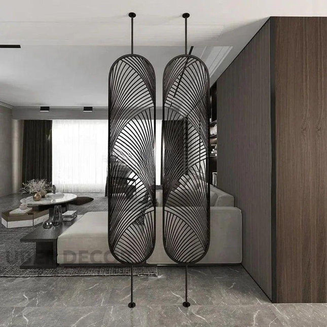 ORIEL Stainless Steel Decorative Room Divider With Curved Linear Pattern For Living Room Foyer Lounge And Statement Interior Spaces