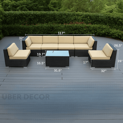 Coastava Modular Sectional Sofa Set with Center Table Outdoor Seating for Decks, Patios & Waterfront Terraces