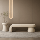 Soft Beige Textured Boucle