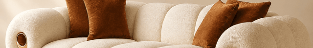 Marrakesh Rolled-Arm Sofa Modern Japandi Luxury Couch with Golden Accents