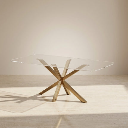 Crystalhaven Dining Table with Tempered Glass Top Modern Luxury Design for Dining Room and Kitchen Area