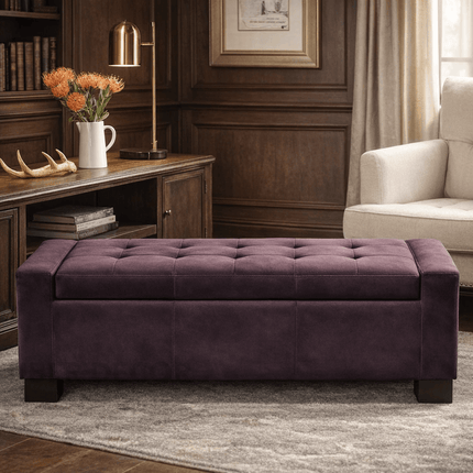 Rowan Rectangular Storage Bench with Lift Top Lid Classic Organizer for Bedrooms, Living Rooms & Entryway Corners