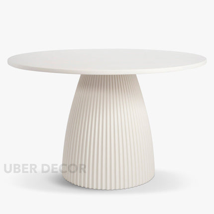 Belmoor Round Dining Table Sculptural Pedestal Design Mid Century Modern Japandi Inspired Fluted Base Dining Furniture for Dining Room