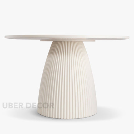 Belmoor Round Dining Table Sculptural Pedestal Design Mid Century Modern Japandi Inspired Fluted Base Dining Furniture for Dining Room