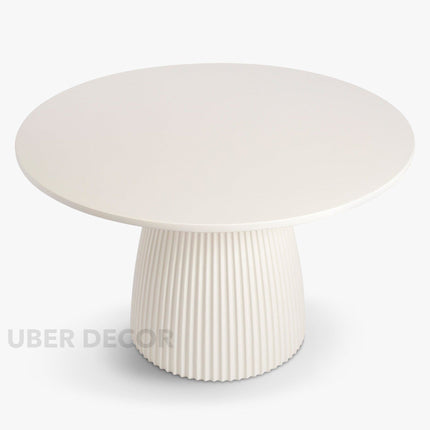 Belmoor Round Dining Table Sculptural Pedestal Design Mid Century Modern Japandi Inspired Fluted Base Dining Furniture for Dining Room