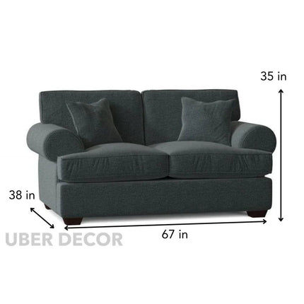 Perth 67" Upholstered 2 Seater Loveseat Plush Rolled-Arm Sofa for Elegant Living Spaces